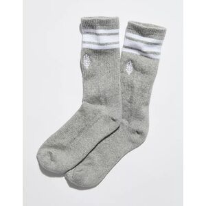 NEW FREE PEOPLE Movement Logo Stripe Tube Socks Gray White